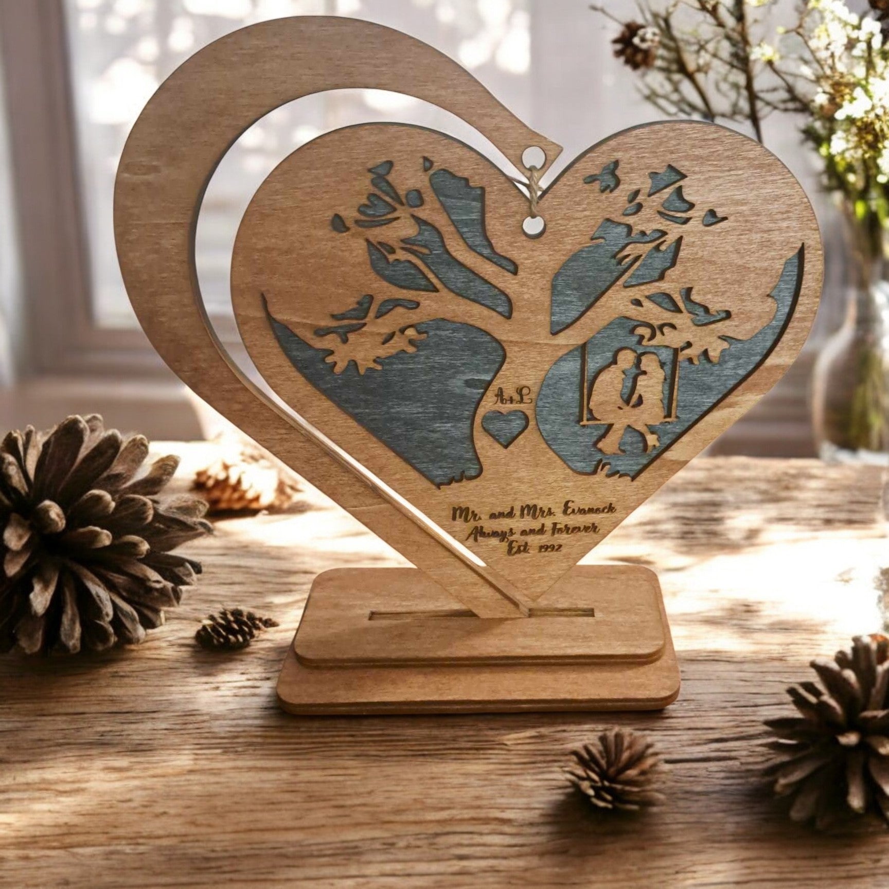 Customized Laser Cut and Engraved Anniversary Keepsake