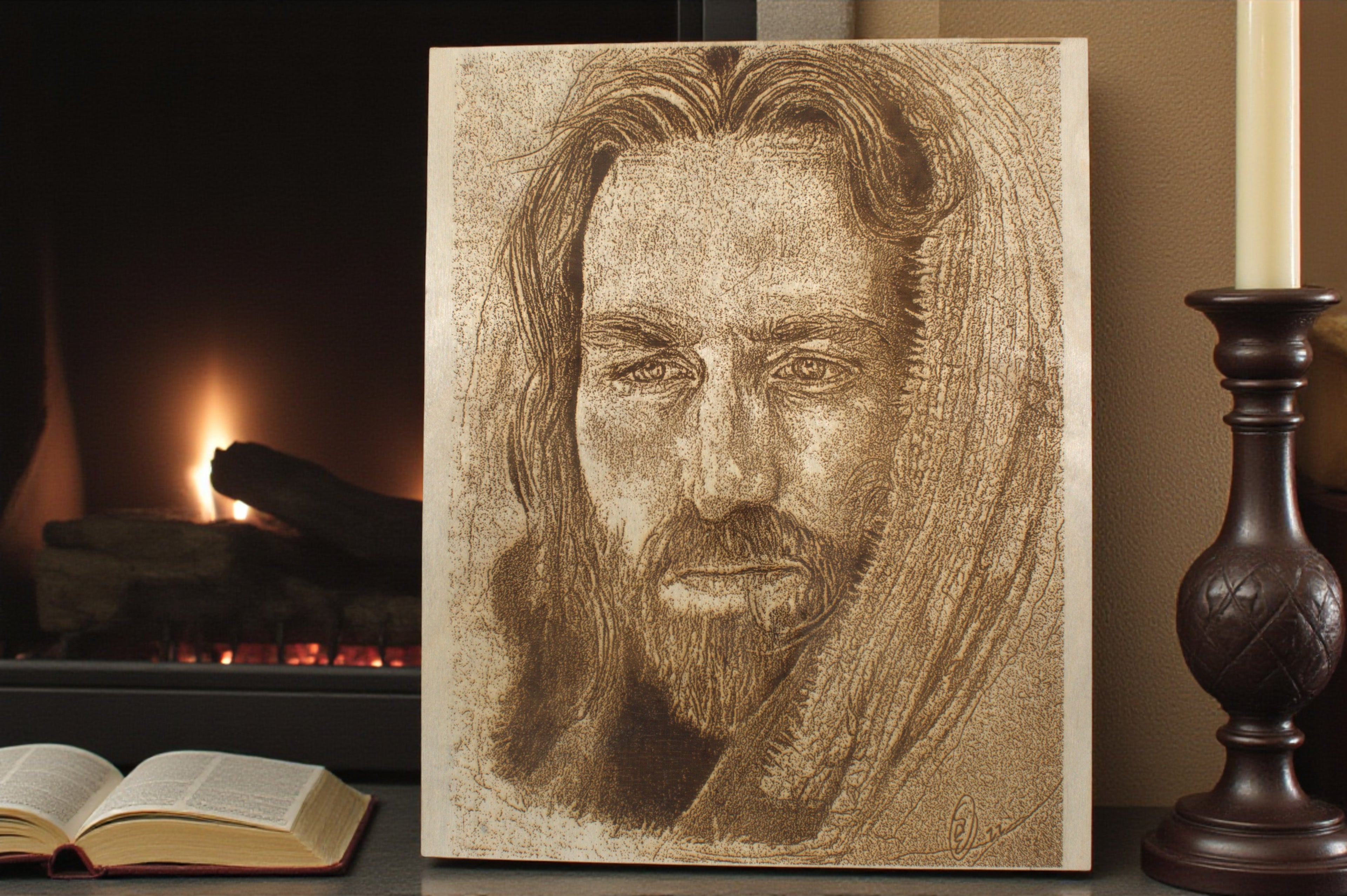 Passion of the Christ Original Drawing Laser Engraved on Wood