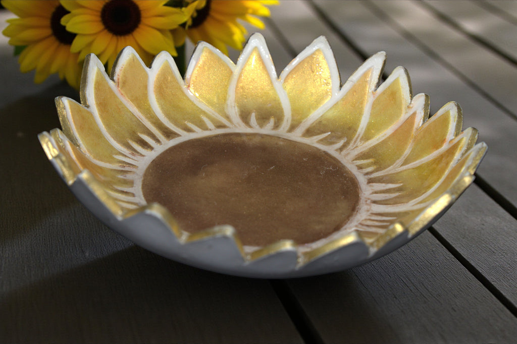 Sunflower Polymer Clay Trinket Dish