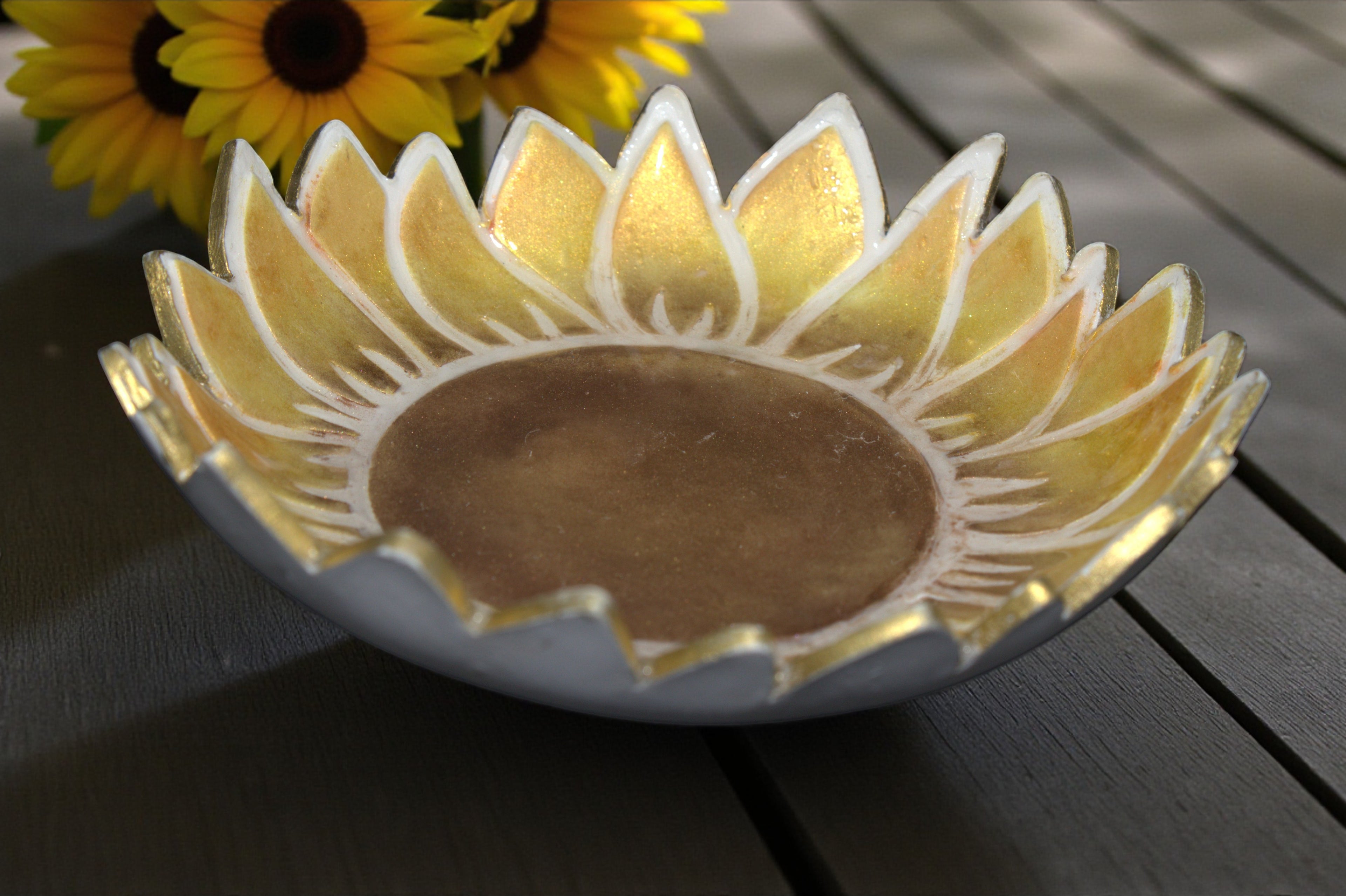 Sunflower Polymer Clay Trinket Dish
