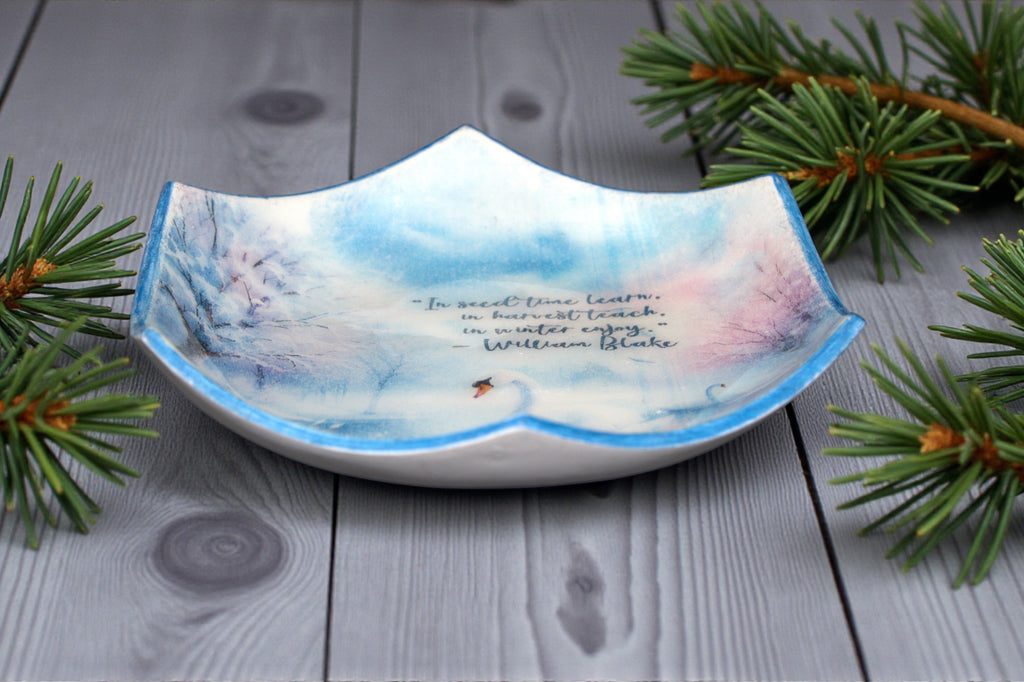 Winter Polymer Clay Trinket Dish