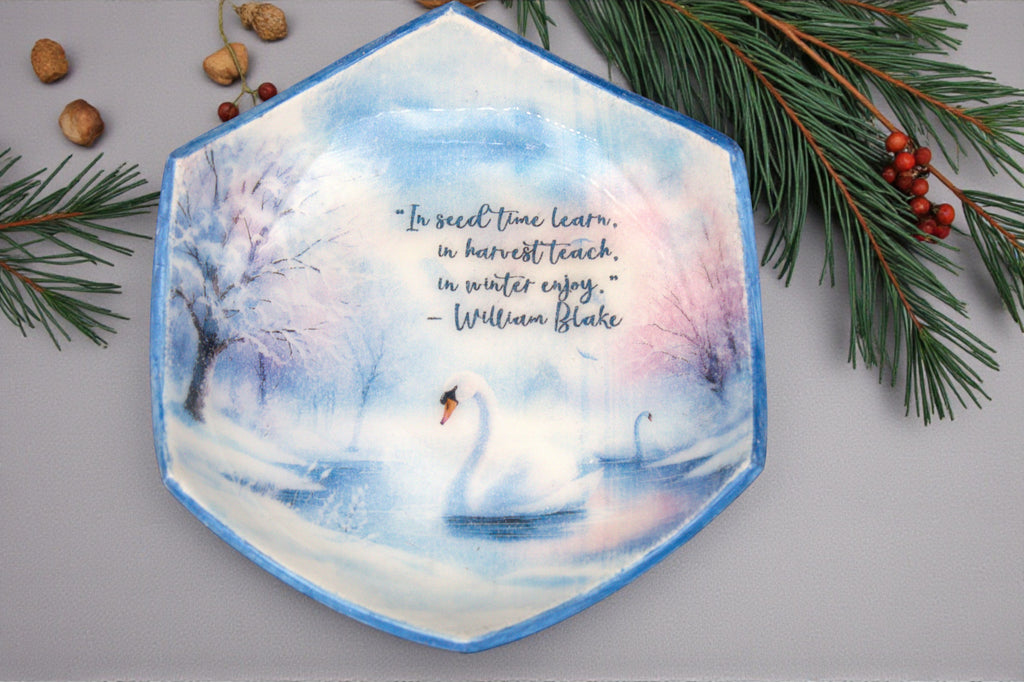 Winter Polymer Clay Trinket Dish
